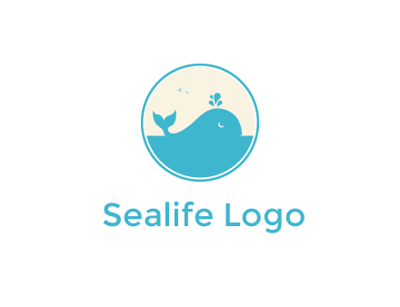aquarium logo with a whale swimming in the ocean