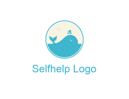 aquarium logo with a whale swimming in the ocean
