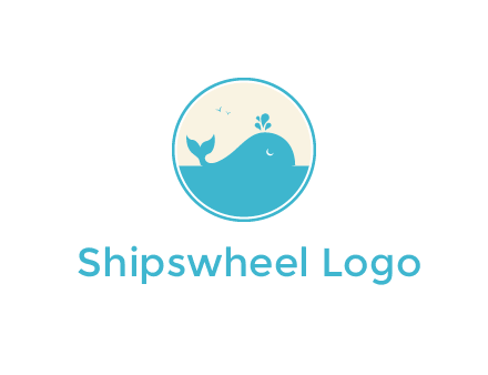 aquarium logo with a whale swimming in the ocean