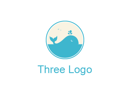 aquarium logo with a whale swimming in the ocean
