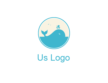 aquarium logo with a whale swimming in the ocean