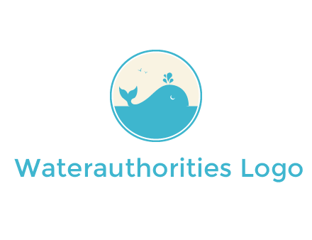 aquarium logo with a whale swimming in the ocean