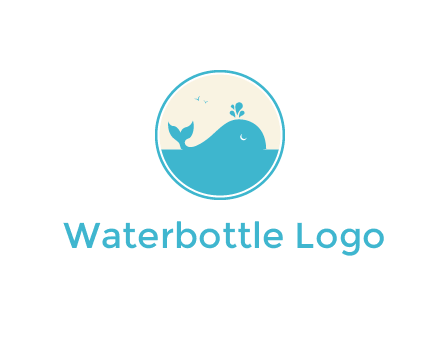aquarium logo with a whale swimming in the ocean