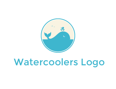 aquarium logo with a whale swimming in the ocean