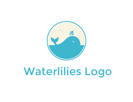 aquarium logo with a whale swimming in the ocean