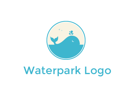 aquarium logo with a whale swimming in the ocean