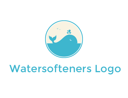 aquarium logo with a whale swimming in the ocean
