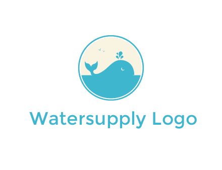 aquarium logo with a whale swimming in the ocean