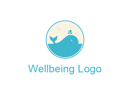 aquarium logo with a whale swimming in the ocean