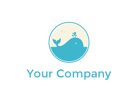 aquarium logo with a whale swimming in the ocean