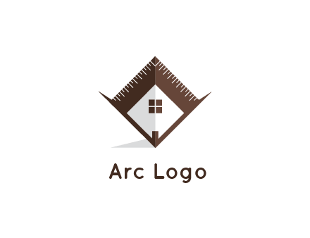 builder logo with a house inside architecture tools or ruler