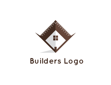 builder logo with a house inside architecture tools or ruler