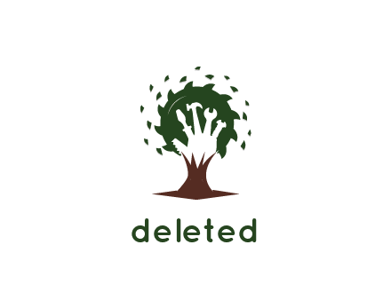 handyman or construction logo with tools and saw blades inside a tree