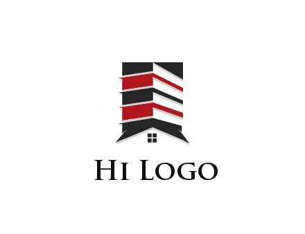 highrise building over house logo