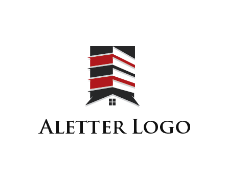 highrise building over house logo