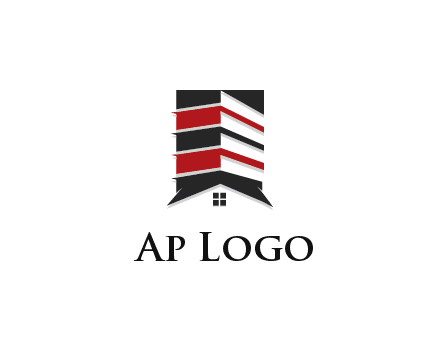 highrise building over house logo
