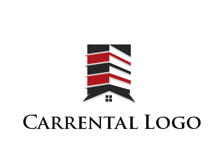 highrise building over house logo