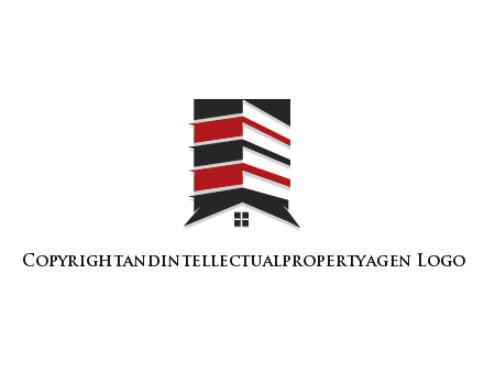 highrise building over house logo