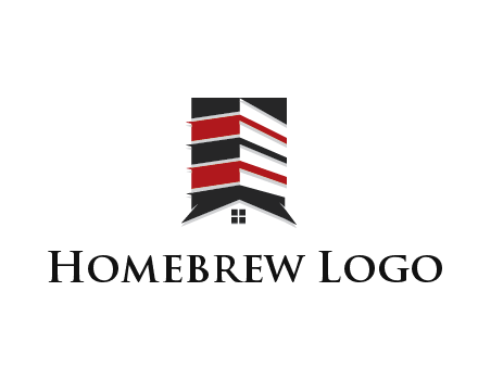 highrise building over house logo