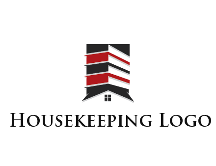 highrise building over house logo