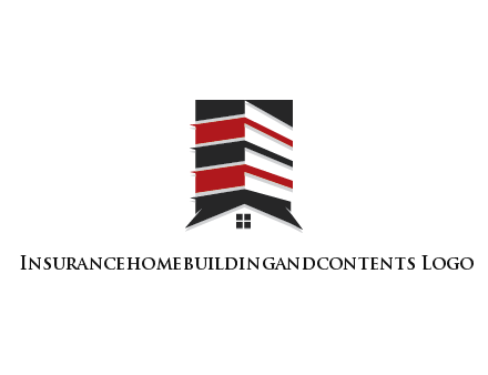 highrise building over house logo