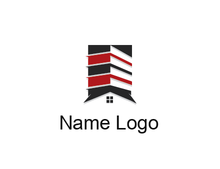 highrise building over house logo