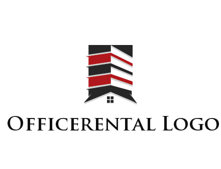 highrise building over house logo