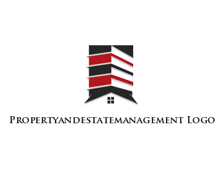 highrise building over house logo