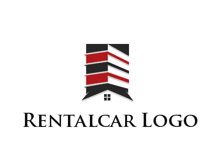 highrise building over house logo