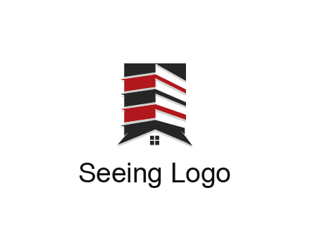 highrise building over house logo