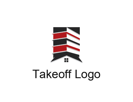 highrise building over house logo