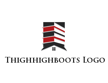 highrise building over house logo