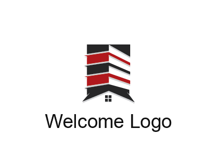 highrise building over house logo