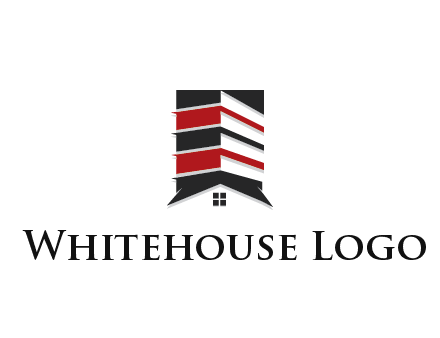 highrise building over house logo