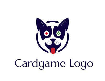 dog logo with gaming controls in eyes