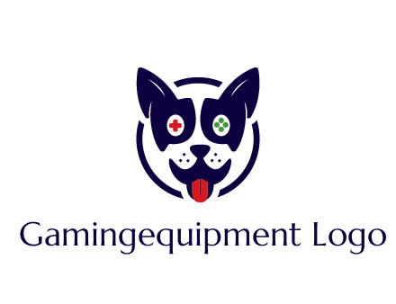 dog logo with gaming controls in eyes