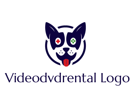 dog logo with gaming controls in eyes