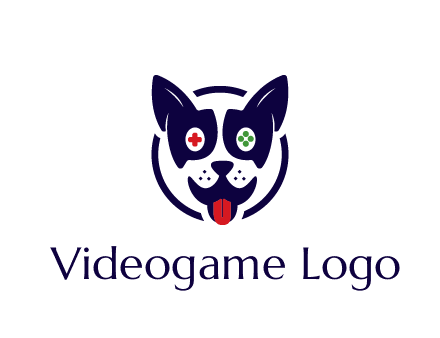dog logo with gaming controls in eyes