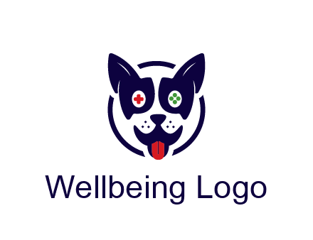 dog logo with gaming controls in eyes
