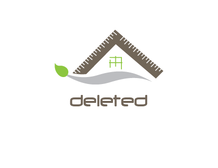 Eco home made of geometric set square logo