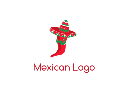 Mexican chili pepper logo with a hat and mustache