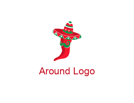 Mexican chili pepper logo with a hat and mustache