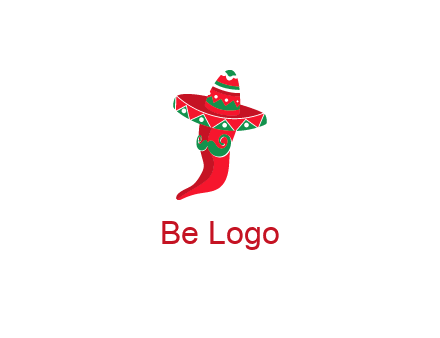 Mexican chili pepper logo with a hat and mustache