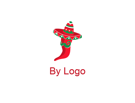 Mexican chili pepper logo with a hat and mustache