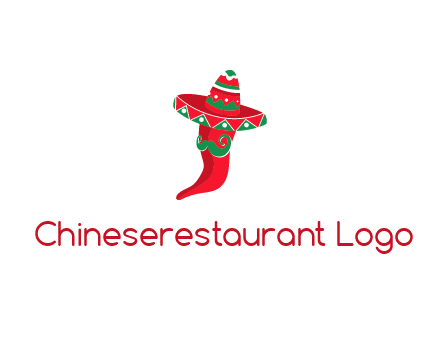Mexican chili pepper logo with a hat and mustache