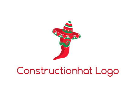 Mexican chili pepper logo with a hat and mustache