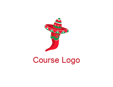 Mexican chili pepper logo with a hat and mustache