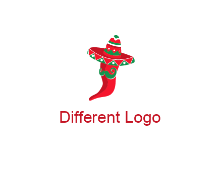 Mexican chili pepper logo with a hat and mustache