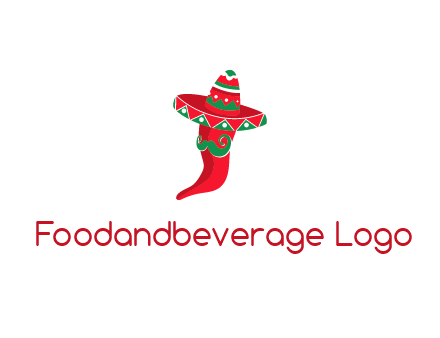 Mexican chili pepper logo with a hat and mustache