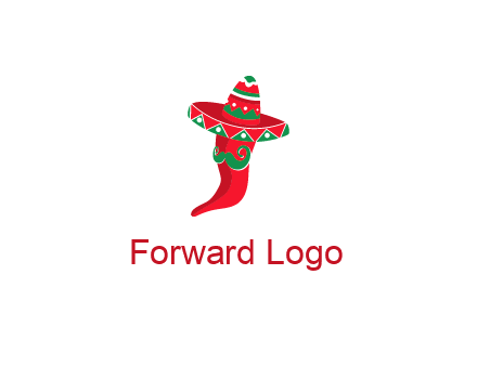 Mexican chili pepper logo with a hat and mustache